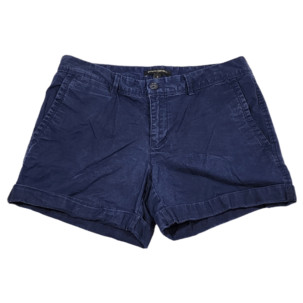 ♥️ BANANA REPUBLIC WOMEN'S CUFFED MIDI SHORTS - SIZE 4 - NAVY BLUE ♥️